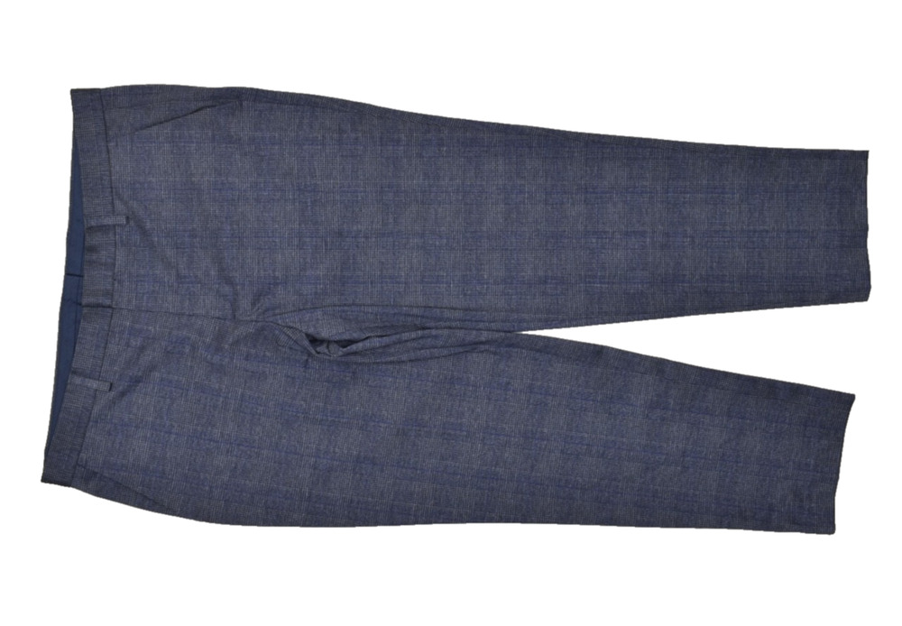 Express Men's Slim Fit Blue Plaid Flat Dress Pants Size 36x30 Polyester